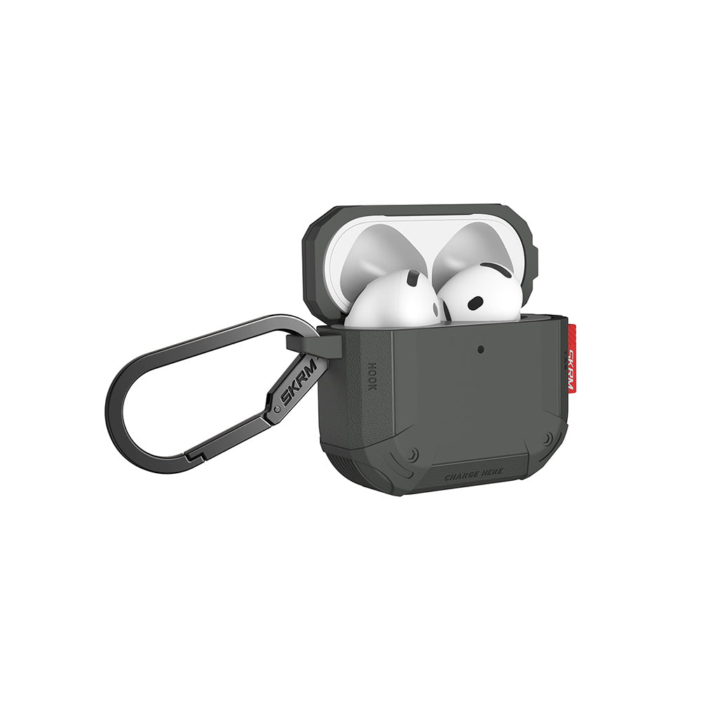 Airpods 4. Nesil Uyumlu Kılıf Airbagli Yivli Köşe Tasarımlı 360 Derece Tam Koruma Skinarma Mecha CE Kılıf