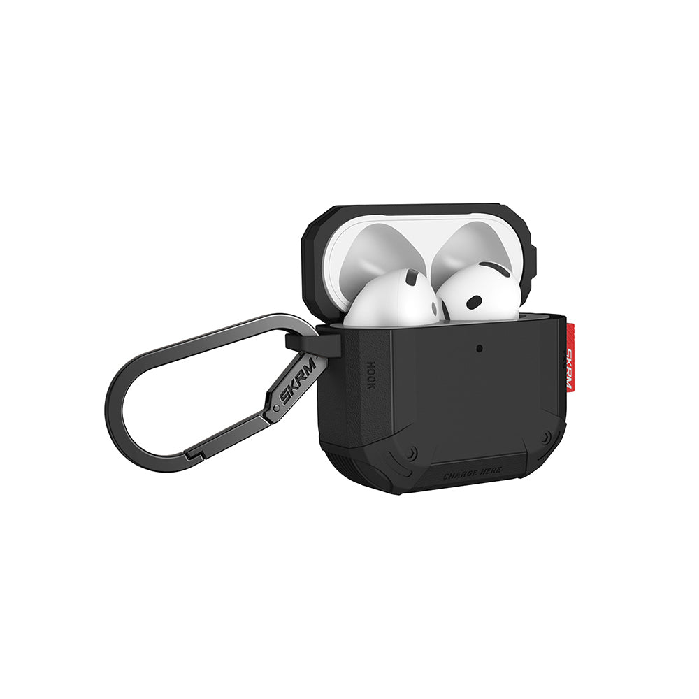 Airpods 4. Nesil Uyumlu Kılıf Airbagli Yivli Köşe Tasarımlı 360 Derece Tam Koruma Skinarma Mecha CE Kılıf