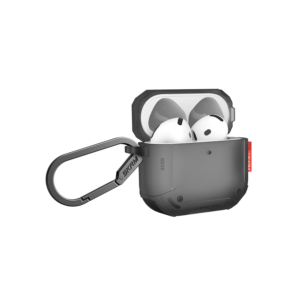 Airpods 4. Nesil Uyumlu Kılıf Airbagli Yivli Köşe Tasarımlı 360 Derece Tam Koruma Skinarma Mecha CE Kılıf