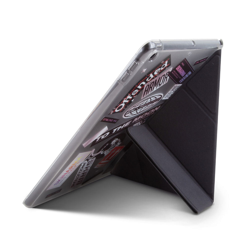 iPad 10.2 2021 (9.Nesil) Uyumlu Kılıf SkinArma Sticker Tasarımlı Arkası Şeffaf Standlı Mageru Kılıf