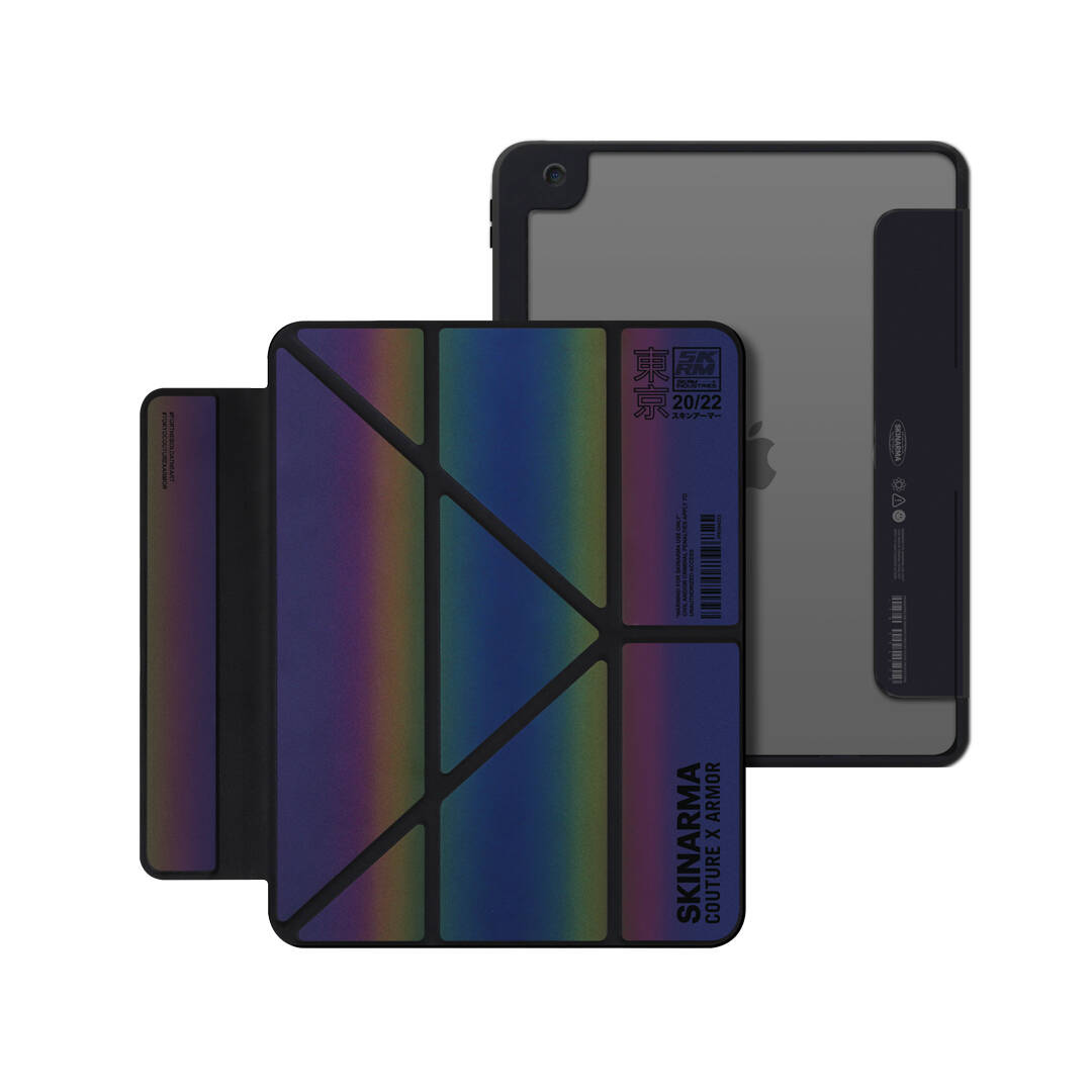 iPad 10.2 (8.Nesil ve 9. Nesil) Uyumlu Kılıf SkinArma Holografik Tasarımlı Standlı Deri Görünümlü Kira Kobai Kapak