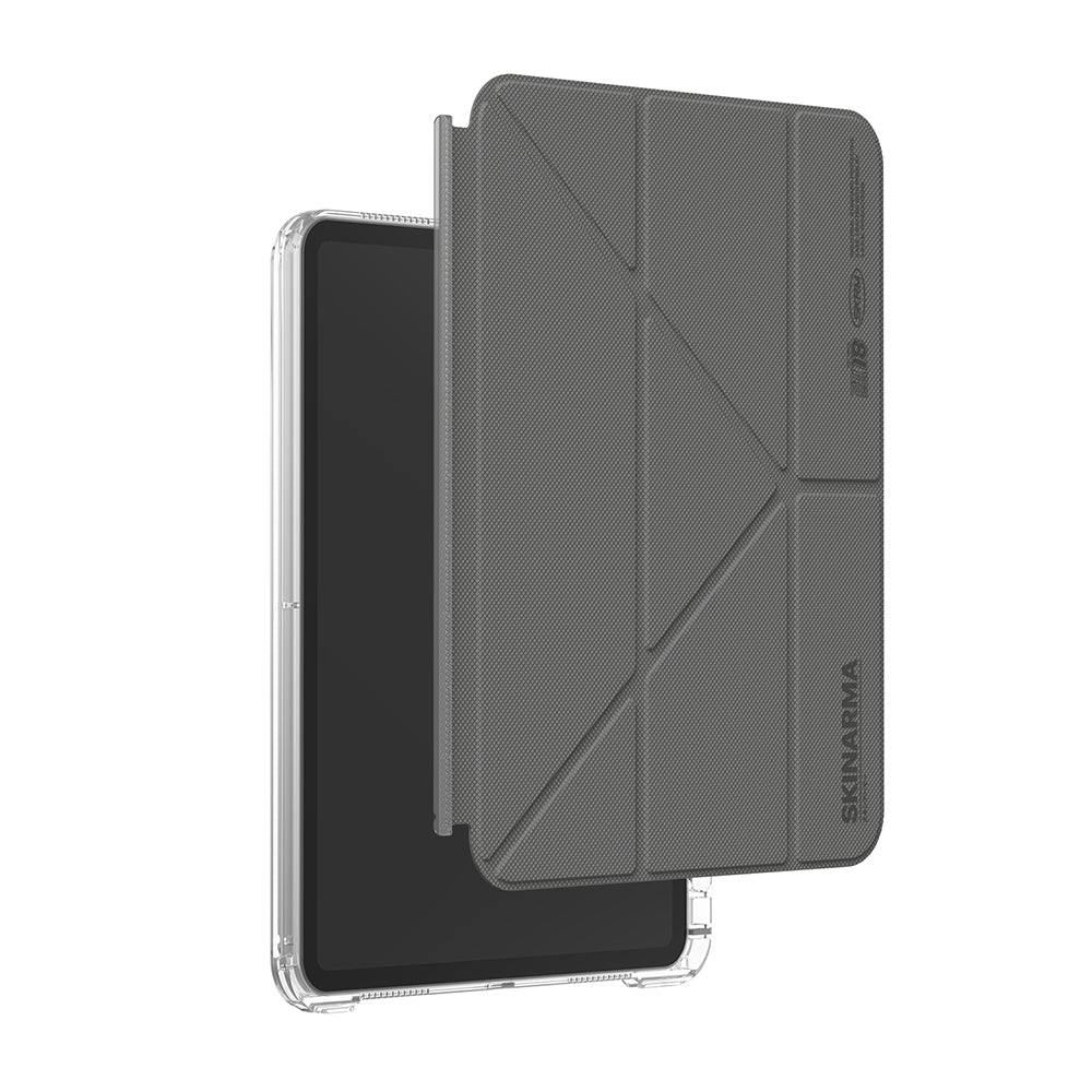 iPad 11.Nesil A16 2025 Uyumlu Kılıf Skinarma Kalemlikli Arkası Şeffaf Standlı Sticker Paketli Magnetik Zeta Kılıf