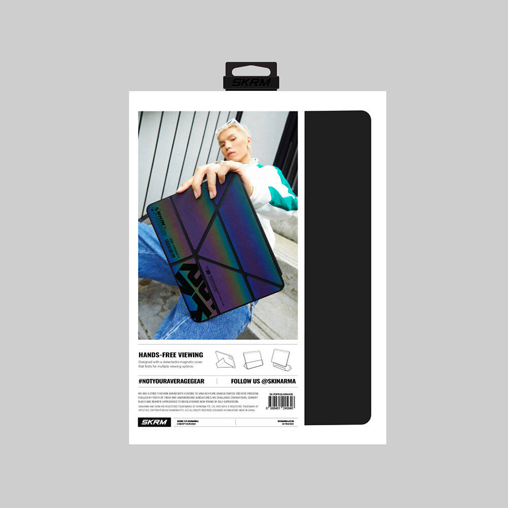 iPad Air 13 2024 Uyumlu Kılıf SkinArma Holografik Tasarımlı Arkası Şeffaf Çıkarılabilir Magnetik Kira Kobai Kılıf