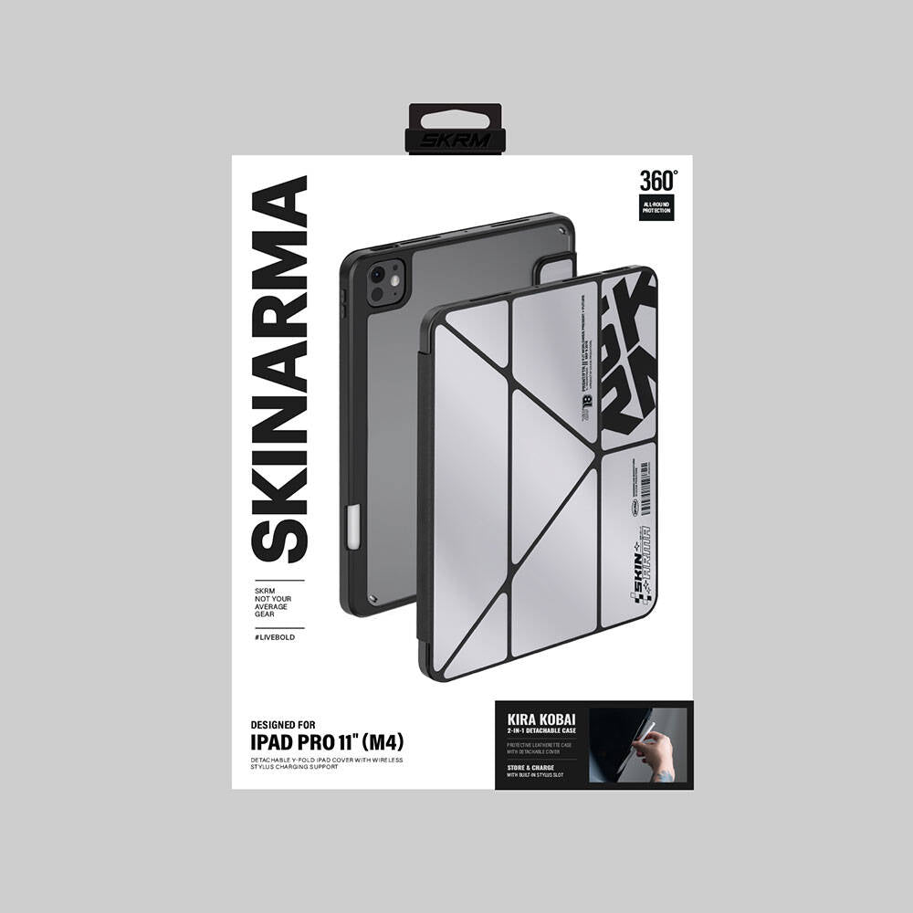 iPad Pro 11 2025 M5 Uyumlu Kılıf SkinArma Holografik Tasarımlı Arkası Şeffaf Çıkarılabilir Magnetik Kira Kobai Kılıf