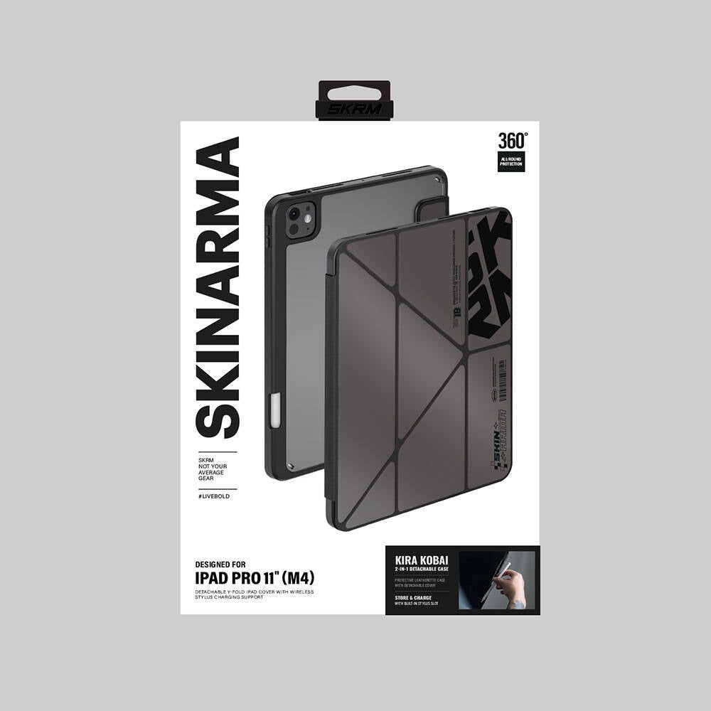 iPad Pro 11 2025 M5 Uyumlu Kılıf SkinArma Holografik Tasarımlı Arkası Şeffaf Çıkarılabilir Magnetik Kira Kobai Kılıf