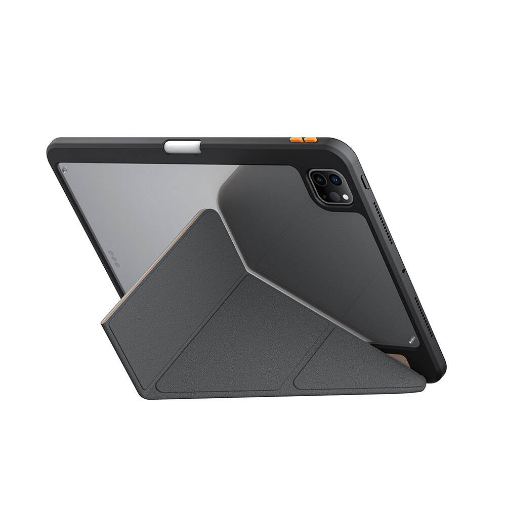 iPad Pro 11 2024 Uyumlu Kılıf SkinArma Kabartma Baskı Tasarımlı 360 Tam Koruma Arkası Şeffaf Standlı Gamma Kılıf