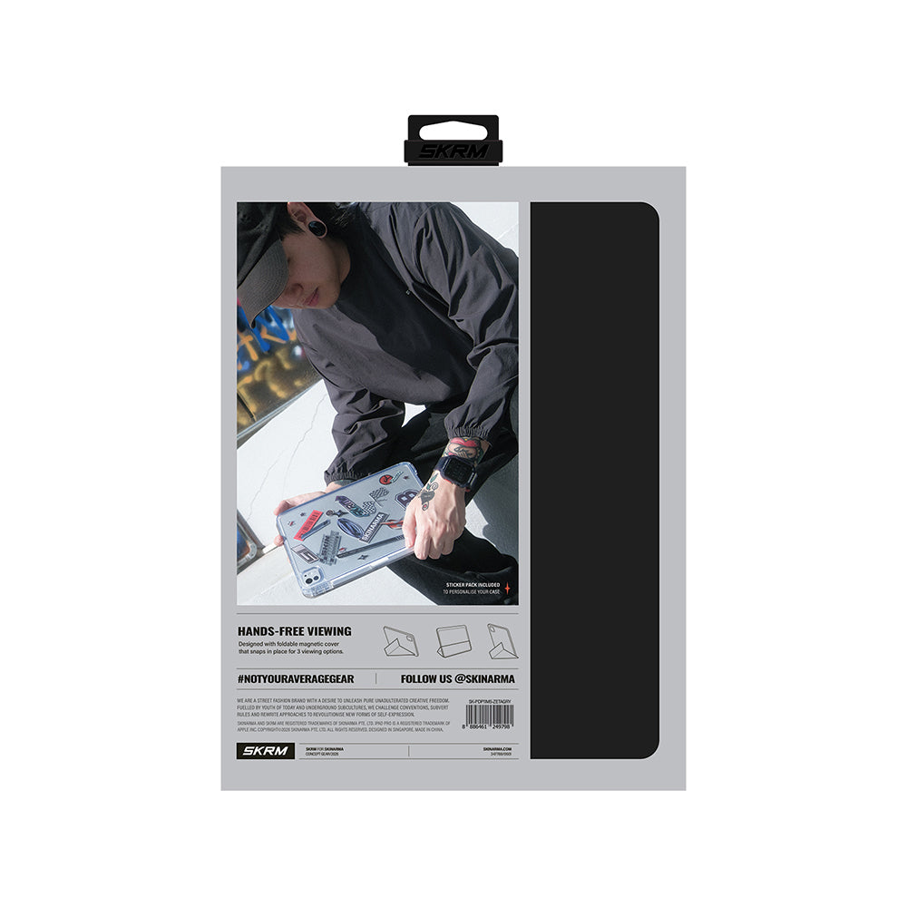 iPad Pro 11 2025 M5 Uyumlu Kılıf Skinarma Kalemlikli Arkası Şeffaf Standlı Sticker Paketli Magnetik Zeta Kılıf