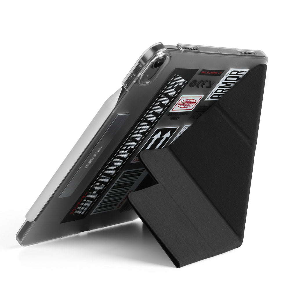 iPad Air 11 2024 Uyumlu Kılıf SkinArma Sticker Tasarımlı Kalemlikli Arkası Şeffaf Standlı Magnetik Taito Kılıf