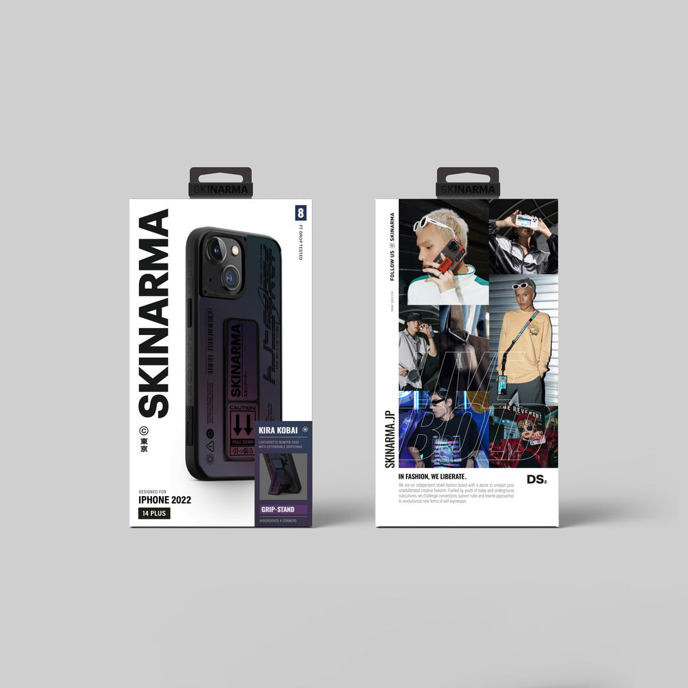 iPhone 14 Plus Uyumlu Kılıf SkinArma Holografik Tasarımlı Standlı Deri Görünümlü Kira Kobai Kapak