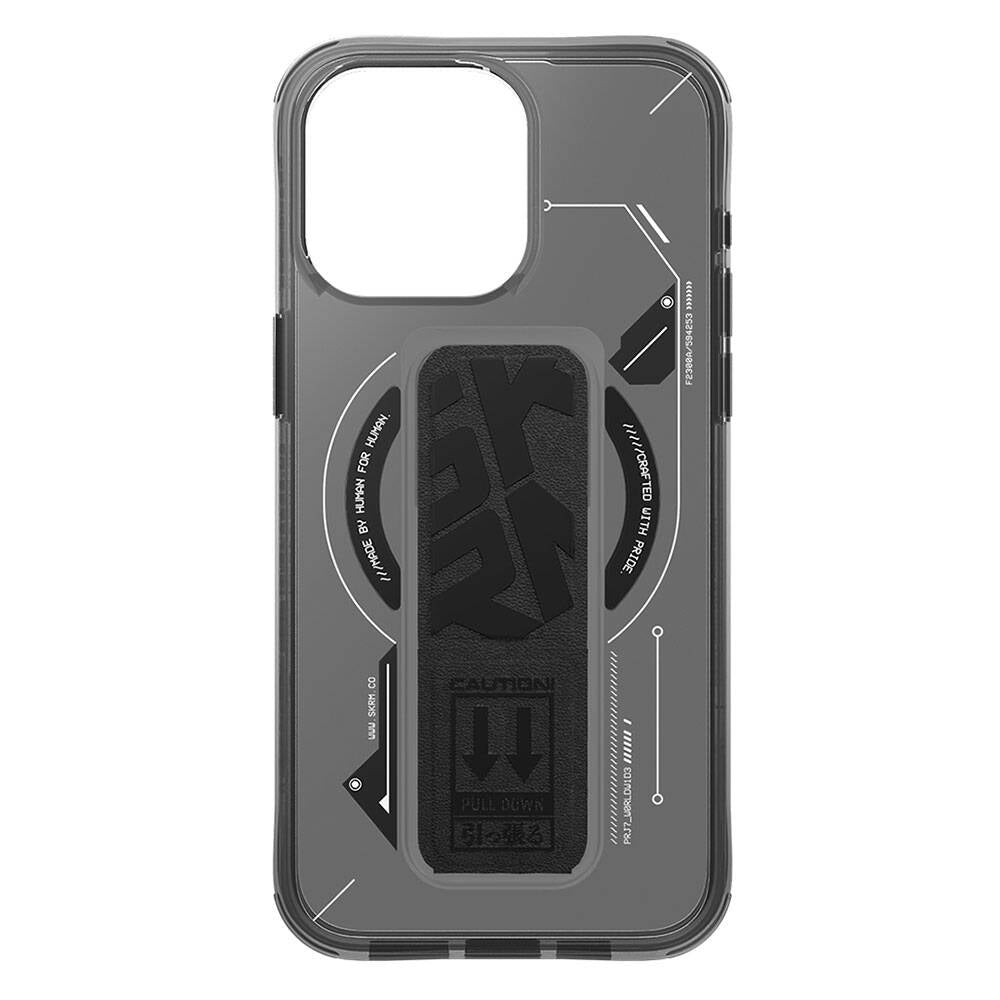 iPhone 15 Pro Max Uyumlu Kılıf Mag-Şarj Özellikli Teknoloji Desenli Standlı Skinarma Helio Kapak