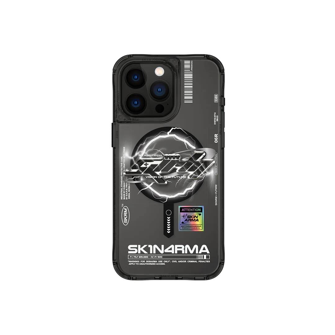 iPhone 15 Pro Max Uyumlu Kılıf Mag-Şarj Özellikli Yazı Desenli SkinArma Bolt Kapak