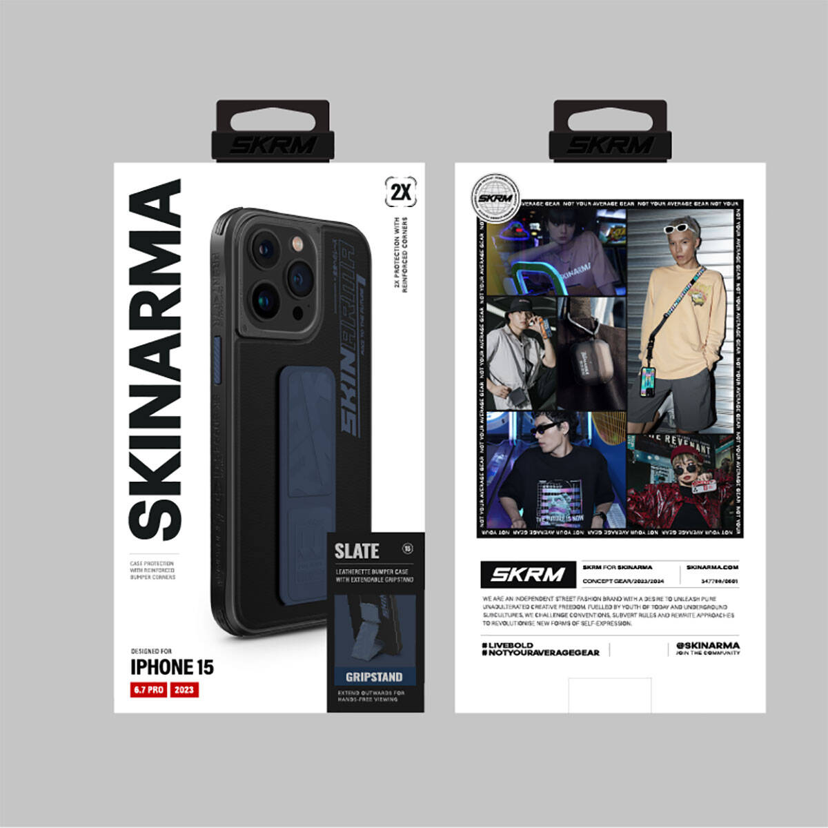 iPhone 15 Pro Max Uyumlu Kılıf SkinArma Standlı Deri Görünümlü Slate Kapak