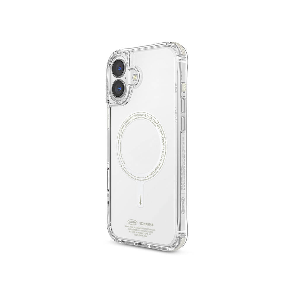 iPhone 16 Plus Uyumlu Kılıf Mag-Şarj Özellikli Şeffaf Airbag Tasarımlı Skinarma Saido Nightglow Fosforlu Kapak