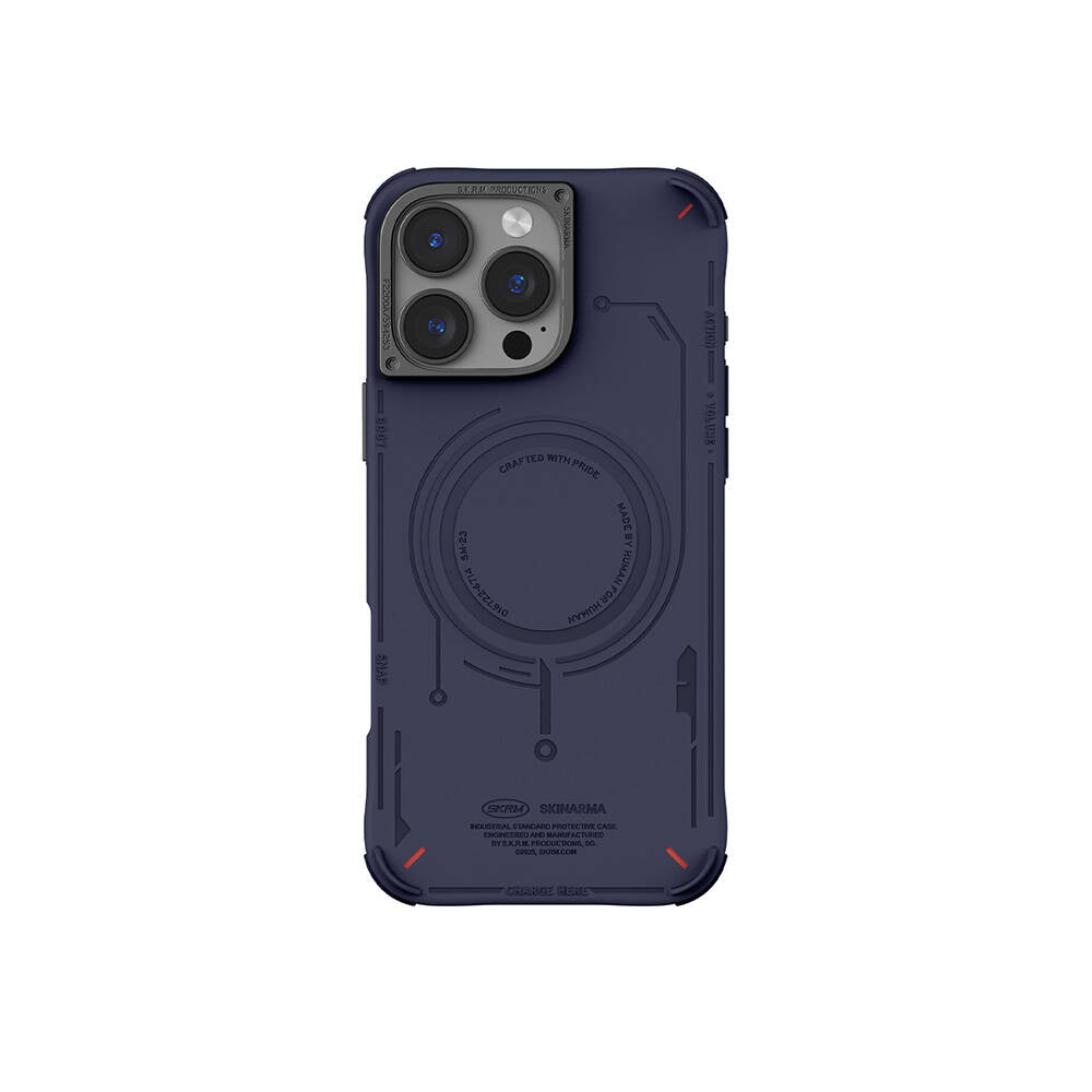 iPhone 16 Pro Max Uyumlu Kılıf Mag-Şarj Özellikli Metal Kamera Çerçeveli Skinarma Mecha Serisi Kapak