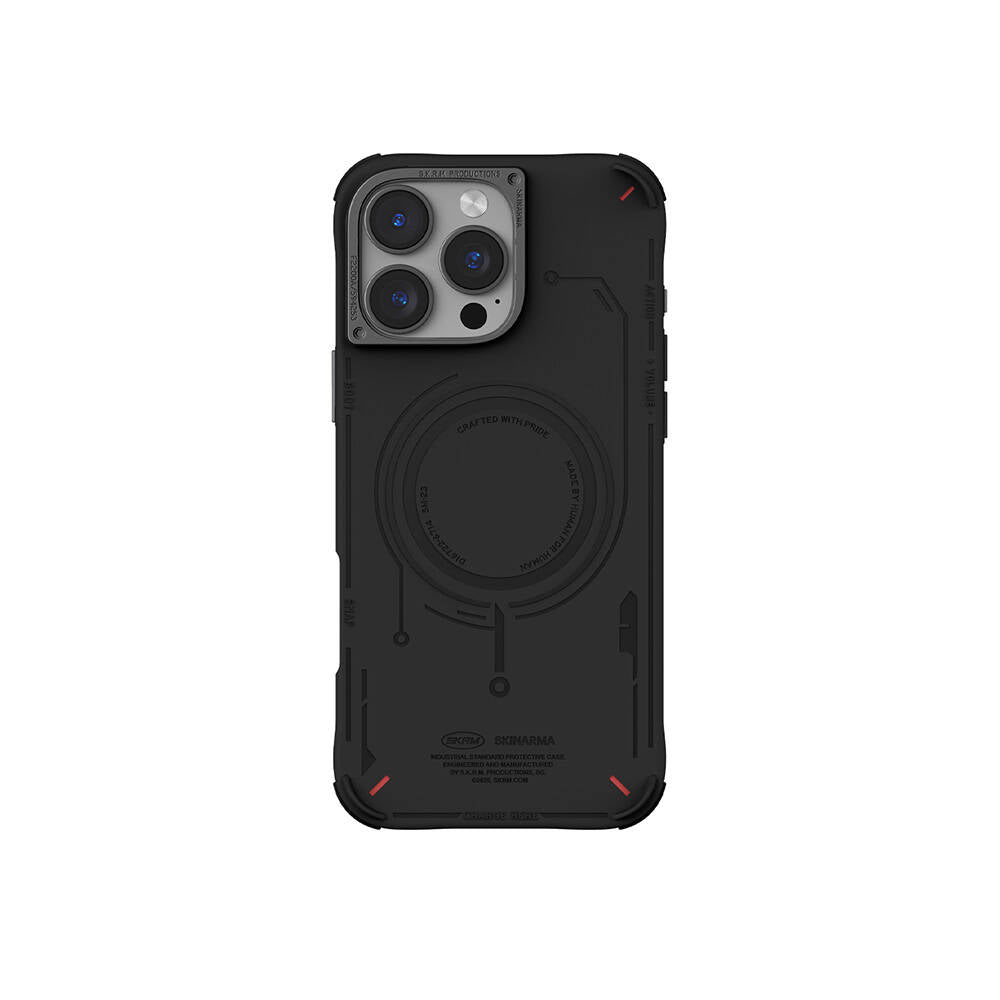 iPhone 16 Pro Max Uyumlu Kılıf Mag-Şarj Özellikli Metal Kamera Çerçeveli Skinarma Mecha Serisi Kapak