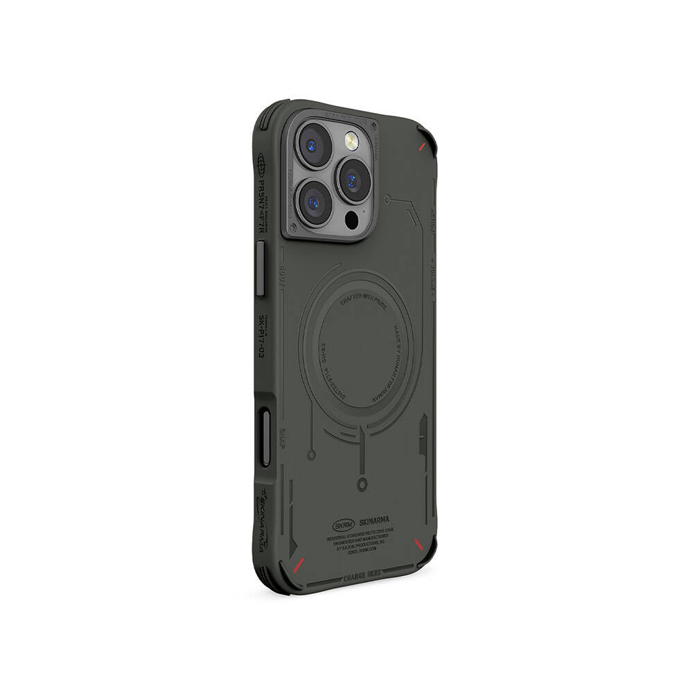 iPhone 16 Pro Max Uyumlu Kılıf Mag-Şarj Özellikli Metal Kamera Çerçeveli Skinarma Mecha Serisi Kapak