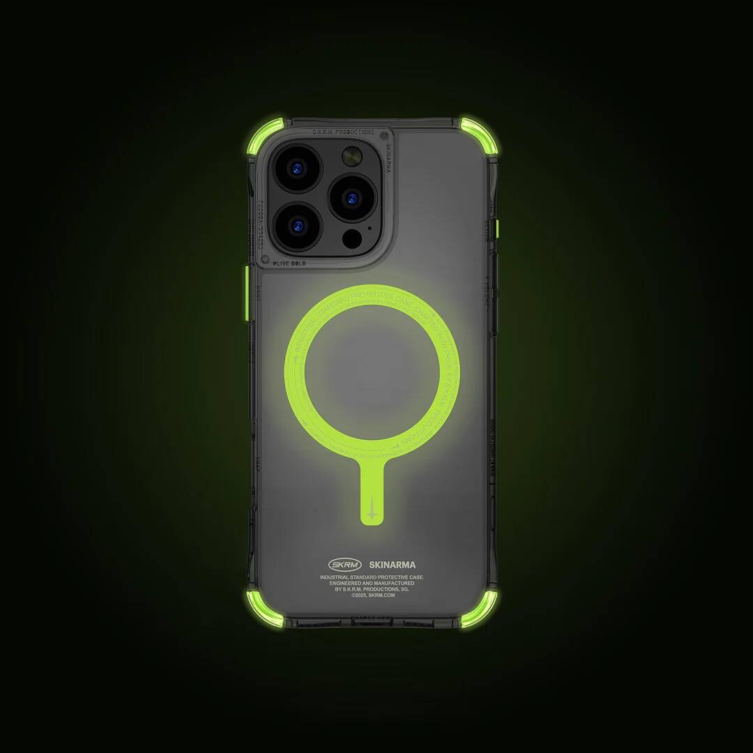 iPhone 16 Pro Compatible Case Magsafe Charging Feature Transparent Airbag Design Skinarma Saido Nightglow Phosphorescent Cover