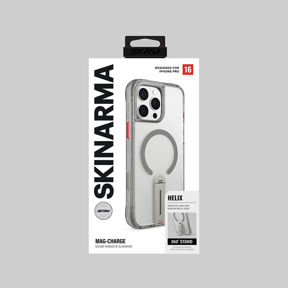 iPhone 16 Pro Uyumlu Kılıf Magsafe Şarj Özellikli 360 Derece Dönebilen Standlı Skinarma Helix Kapak