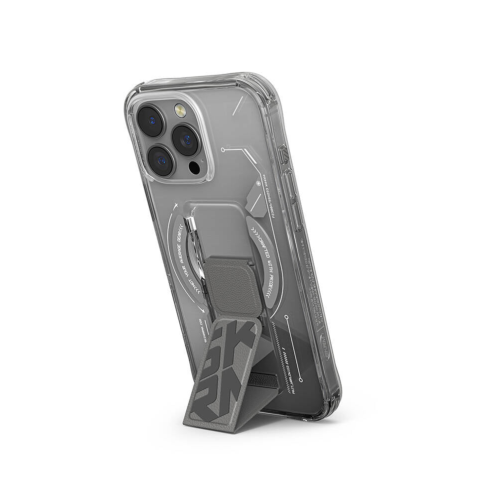 iPhone 16 Pro Max Uyumlu Kılıf Mag-Şarj Özellikli Teknoloji Desenli Standlı Skinarma Helio Kapak