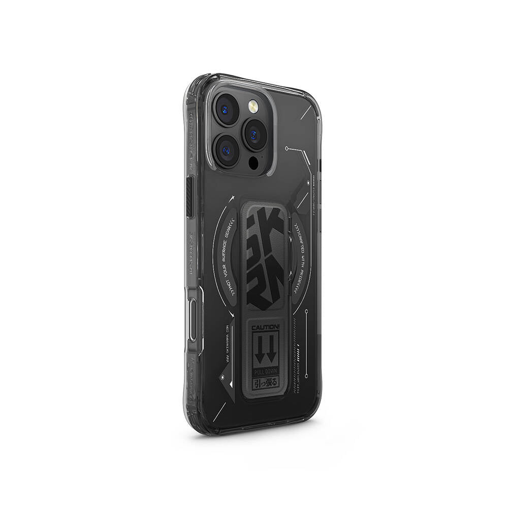iPhone 16 Pro Max Uyumlu Kılıf Mag-Şarj Özellikli Teknoloji Desenli Standlı Skinarma Helio Kapak