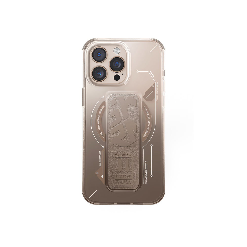 iPhone 16 Pro Max Uyumlu Kılıf Mag-Şarj Özellikli Teknoloji Desenli Standlı Skinarma Helio Kapak
