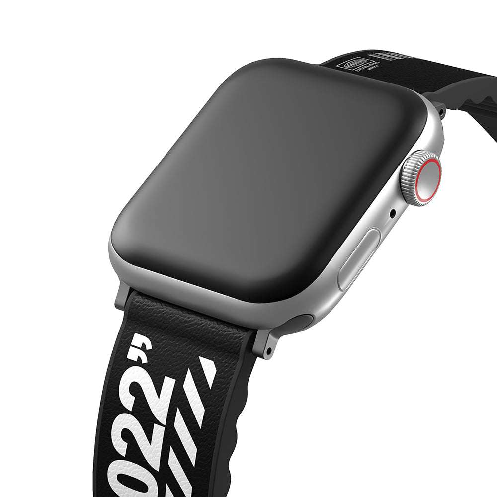 Apple Watch 42/44/45/46/49mm Uyumlu SkinArma Taihi Sora Yazı Desenli Deri Görünümlü Silikon Kordon