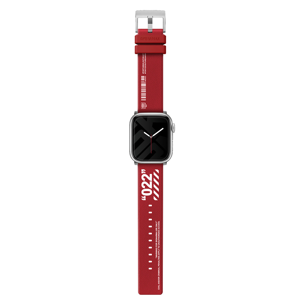 Apple Watch 42/44/45/46/49mm Uyumlu SkinArma Taihi Sora Yazı Desenli Deri Görünümlü Silikon Kordon