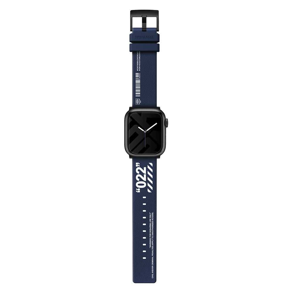 Apple Watch 42/44/45/46/49mm Uyumlu SkinArma Taihi Sora Yazı Desenli Deri Görünümlü Silikon Kordon