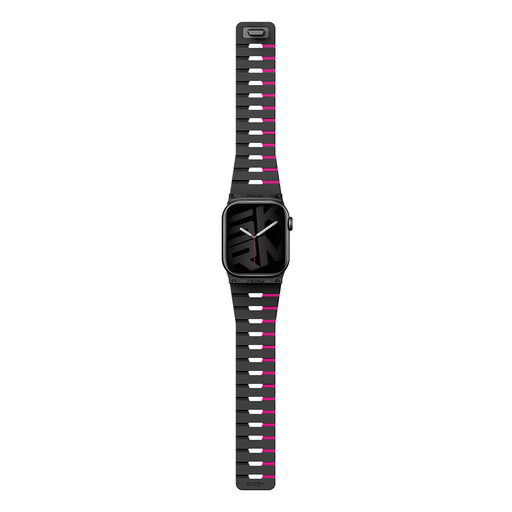 Apple Watch 38/40/41mm ve Watch 10/11/12 42mm ile Uyumlu Skinarma Gemini Serisi TPU Magnetik Silikon Kordon