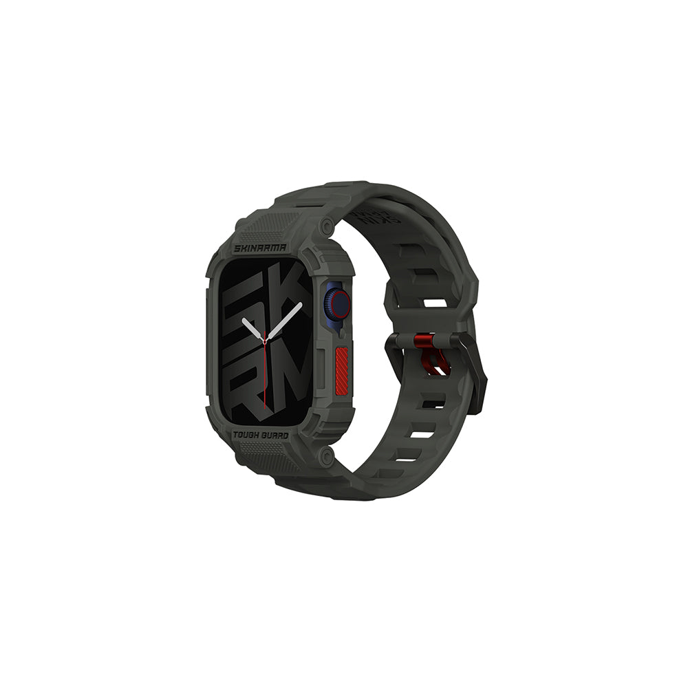 Apple Watch 44mm Uyumlu Skinarma Mecha 2in1 TPU Kasa Koruyucu + Silikon Kordon