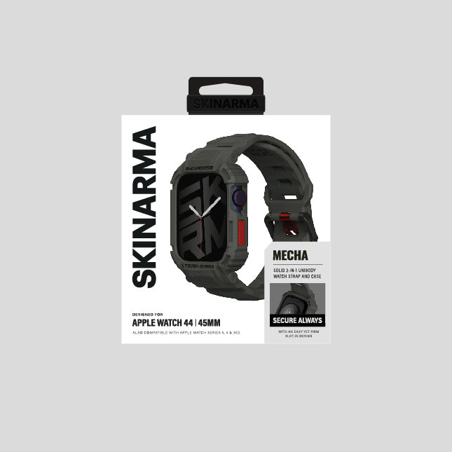 Apple Watch 44mm Uyumlu Skinarma Mecha 2in1 TPU Kasa Koruyucu + Silikon Kordon