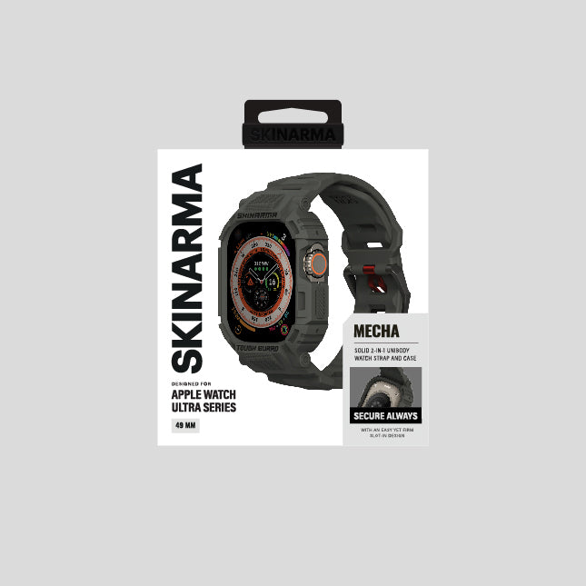 Apple Watch Ultra 49mm Uyumlu Skinarma Mecha 2in1 TPU Kasa Koruyucu + Silikon Kordon