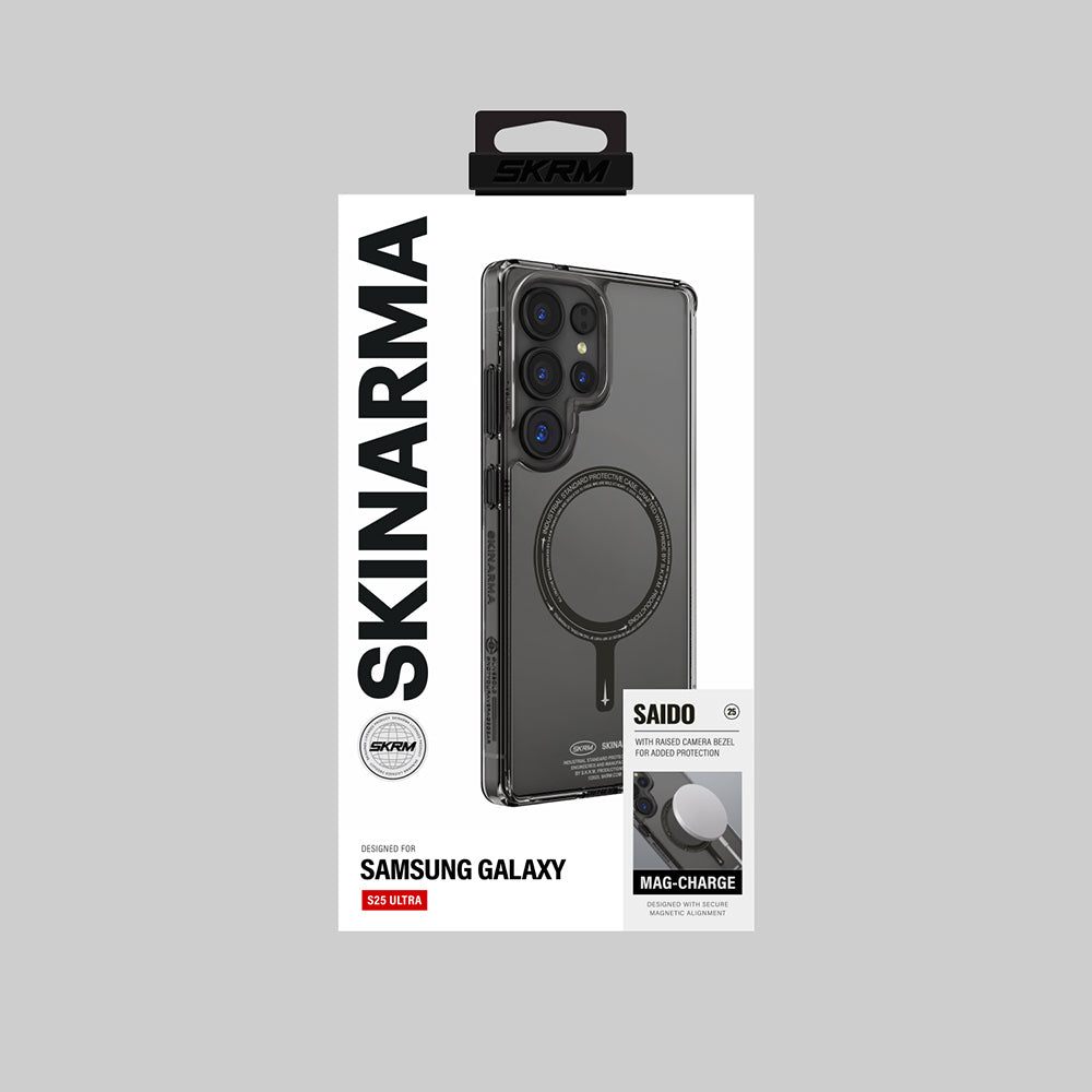 Galaxy S25 Ultra Uyumlu Kılıf Magsafe Şarj Özellikli Şeffaf Airbag Tasarımlı Skinarma Saido Kapak