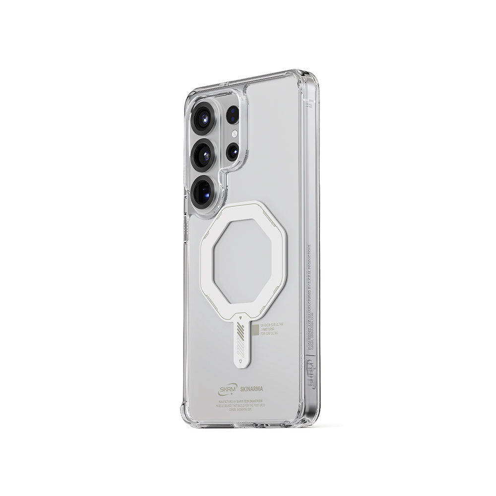 Galaxy S26 Ultra Uyumlu Kılıf M-safe Şarj Özellikli Şeffaf Airbag Tasarımlı Skinarma Saido Fosforlu Nightglow Kapak