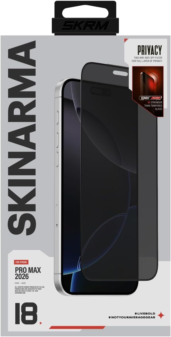 iPhone 18 Pro Max Uyumlu Skinarma 0.33mm Ultra İnce Privacy Ionix Serisi Hayalet Cam Ekran Koruyucu