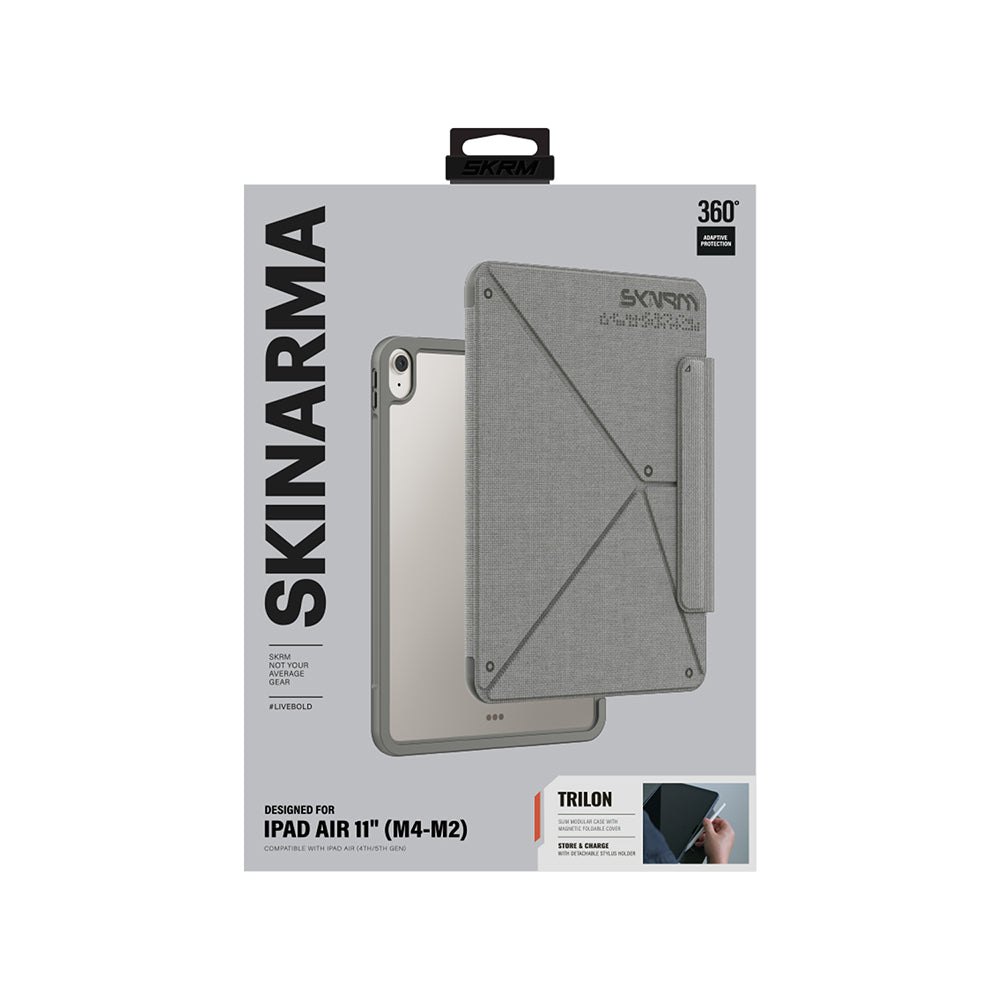 iPad Air 11 2024 M2 ile Uyumlu Kılıf Skinarma Kalemlikli Dokulu Tasarım Standlı Manyetik Trilon Kılıf