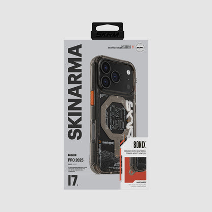 iPhone 17 Pro Uyumlu Kılıf Skinarma Mag-Şarj Özellikli Yazı Desenli Airbag Tasarımlı Sonix Kapak