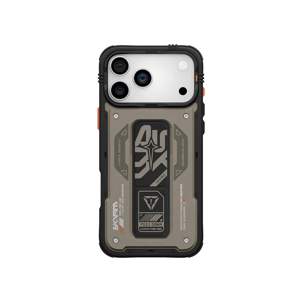 iPhone 17 Pro Uyumlu Kılıf Mag-Şarj Özellikli Desenli Airbag Tasarımlı Standlı Skinarma Aegis Kapak