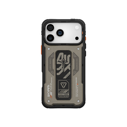 iPhone 17 Pro Uyumlu Kılıf Mag-Şarj Özellikli Desenli Airbag Tasarımlı Standlı Skinarma Aegis Kapak