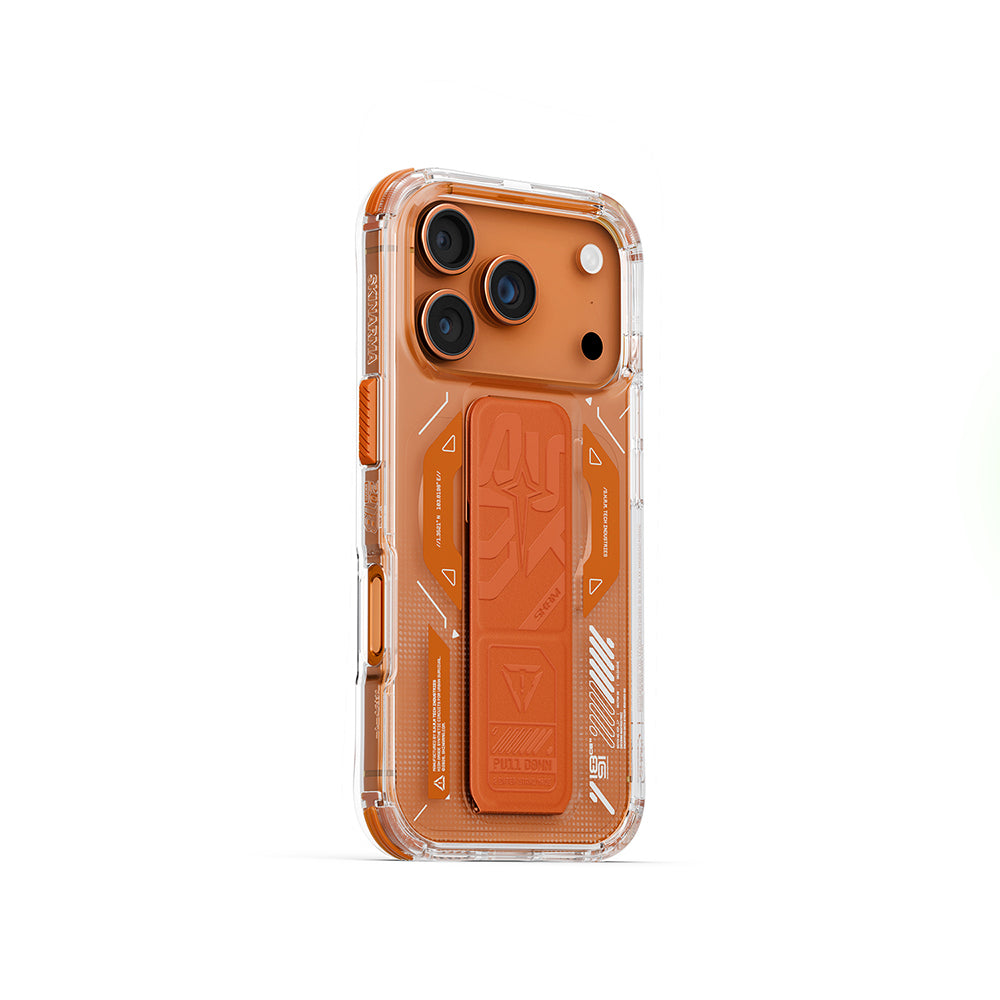 iPhone 17 Pro Max Uyumlu Kılıf Mag-Şarj Özellikli Teknoloji Desenli Skinarma Helio Standlı Kapak