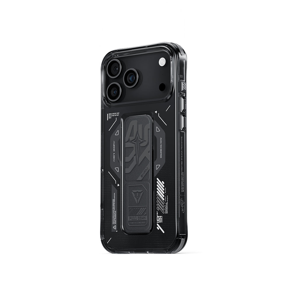 iPhone 17 Pro Max Uyumlu Kılıf Mag-Şarj Özellikli Teknoloji Desenli Skinarma Helio Standlı Kapak