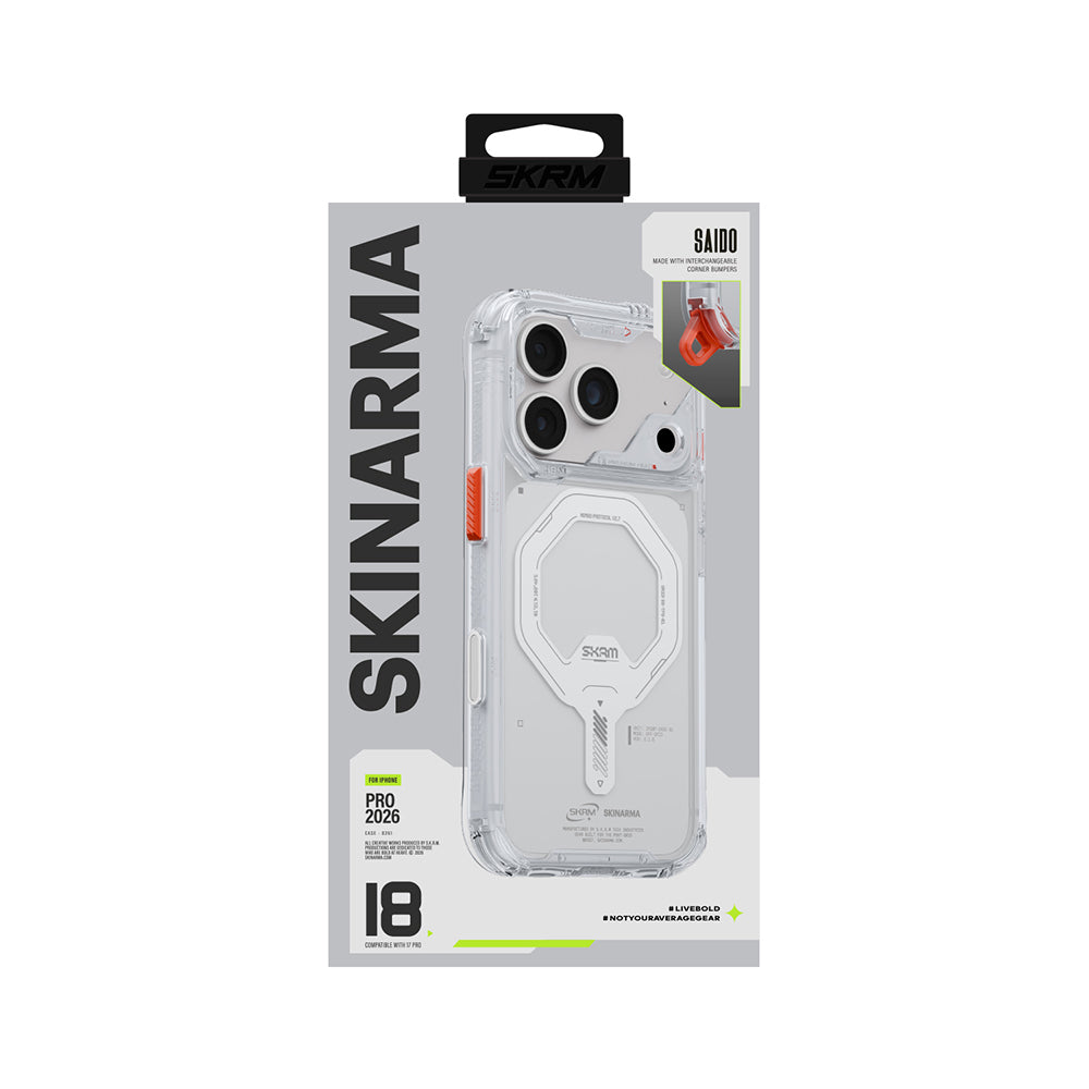 iPhone 18 Pro Max Uyumlu Kılıf Mag-Şarj Özellikli Şeffaf Airbag Tasarımlı Skinarma Saido Kapak