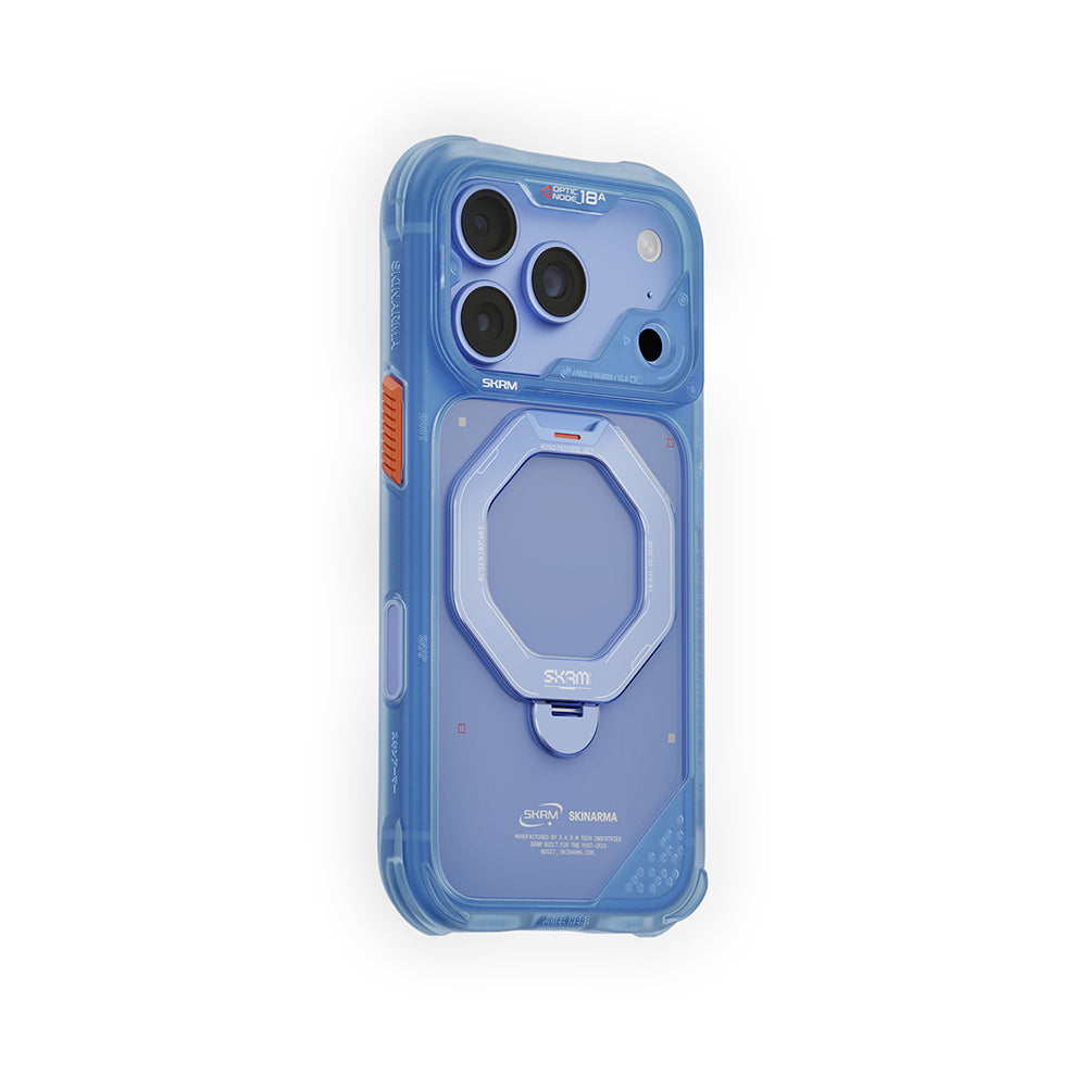iPhone 18 Pro Uyumlu Kılıf Mag-Şarj Özellikli 360° Standlı Çıkarılabilir Lens Çerçeveli Skinarma Saturn Kapak