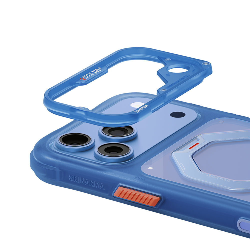 iPhone 18 Pro Uyumlu Kılıf Mag-Şarj Özellikli 360° Standlı Çıkarılabilir Lens Çerçeveli Skinarma Saturn Kapak