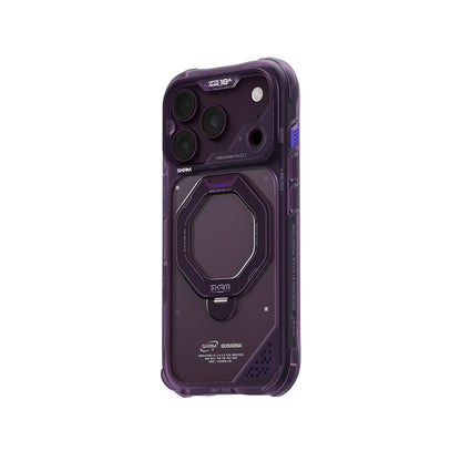 iPhone 18 Pro Uyumlu Kılıf Mag-Şarj Özellikli 360° Standlı Çıkarılabilir Lens Çerçeveli Skinarma Saturn Kapak
