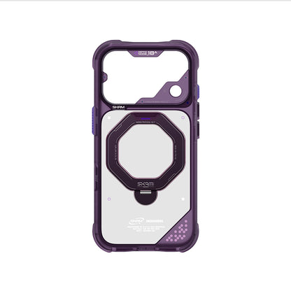 iPhone 18 Pro Uyumlu Kılıf Mag-Şarj Özellikli 360° Standlı Çıkarılabilir Lens Çerçeveli Skinarma Saturn Kapak