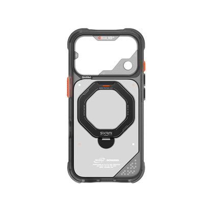 iPhone 18 Pro Uyumlu Kılıf Mag-Şarj Özellikli 360° Standlı Çıkarılabilir Lens Çerçeveli Skinarma Saturn Kapak