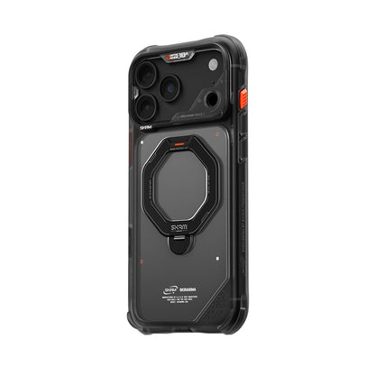 iPhone 18 Pro Uyumlu Kılıf Mag-Şarj Özellikli 360° Standlı Çıkarılabilir Lens Çerçeveli Skinarma Saturn Kapak