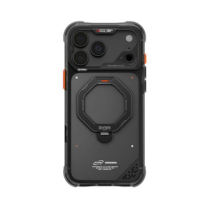 iPhone 18 Pro Uyumlu Kılıf Mag-Şarj Özellikli 360° Standlı Çıkarılabilir Lens Çerçeveli Skinarma Saturn Kapak