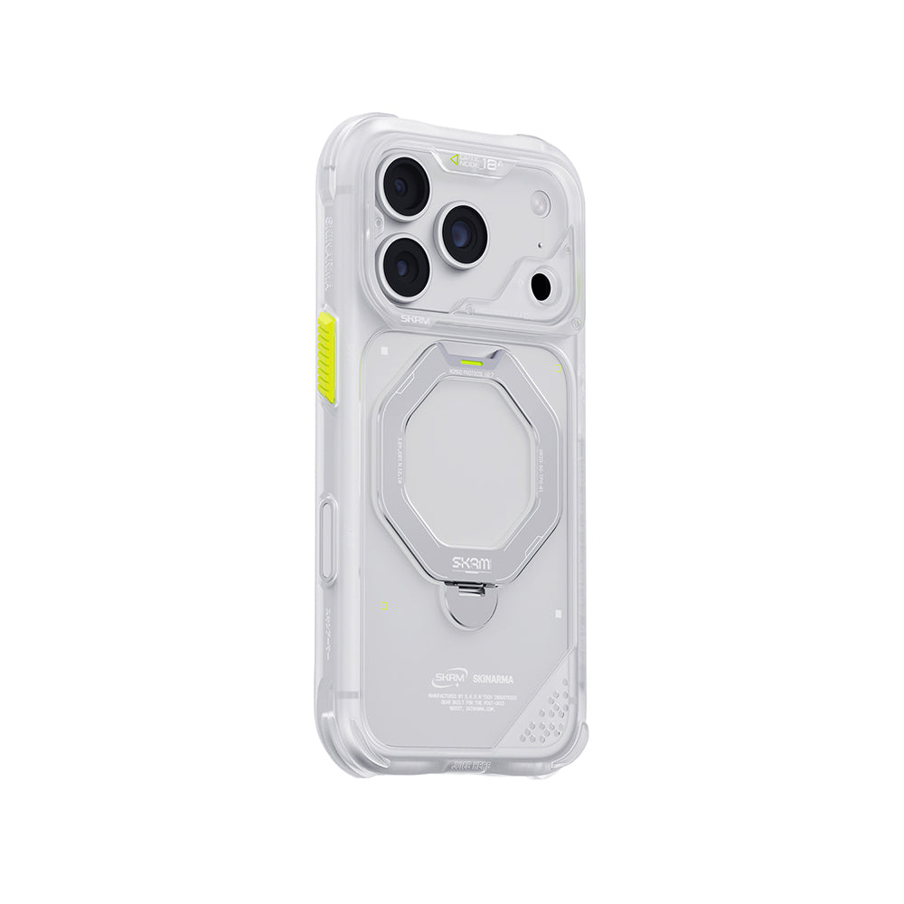 iPhone 18 Pro Uyumlu Kılıf Mag-Şarj Özellikli 360° Standlı Çıkarılabilir Lens Çerçeveli Skinarma Saturn Kapak